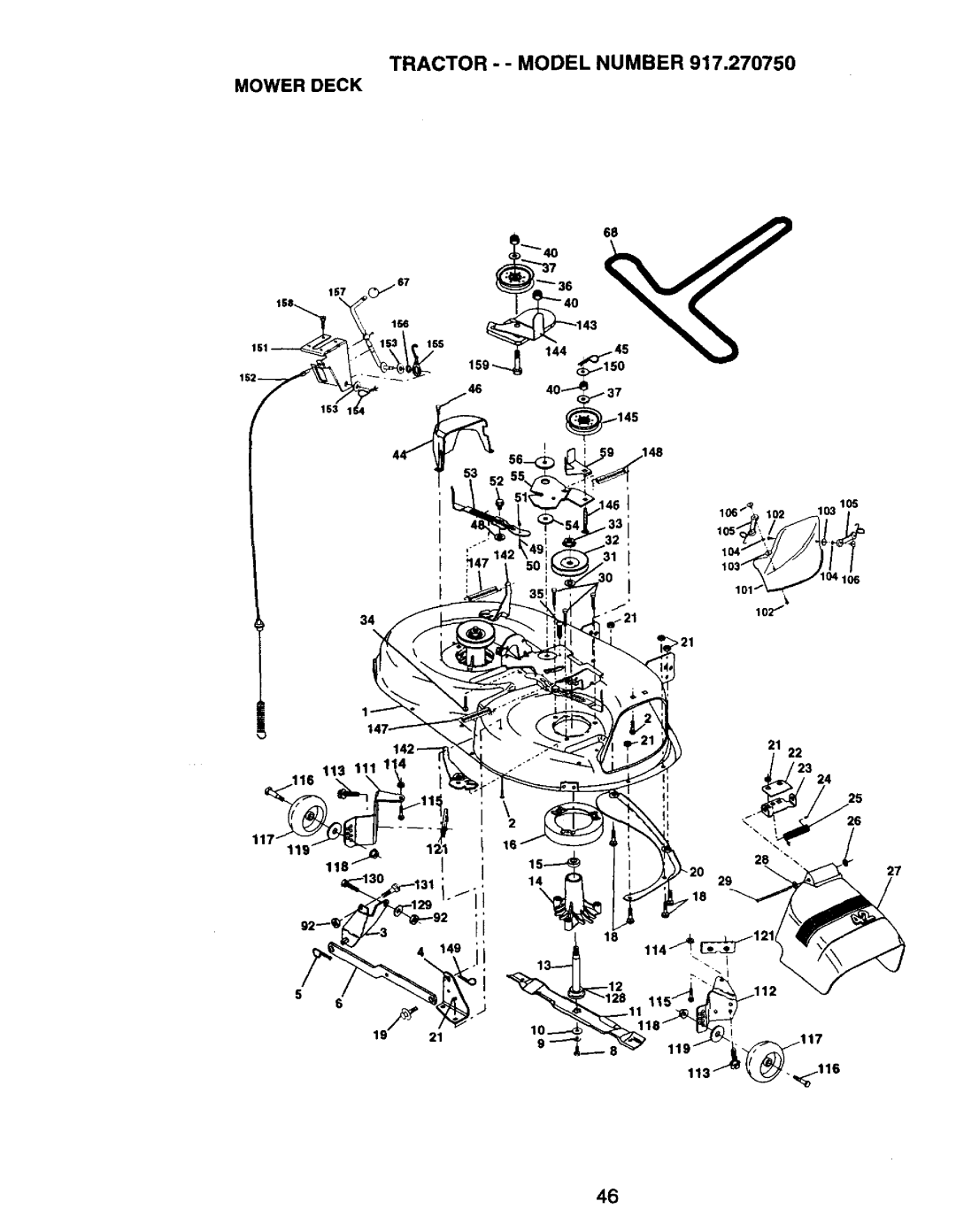 Craftsman 917.27075 owner manual Tractor - Model Number Mower Deck 