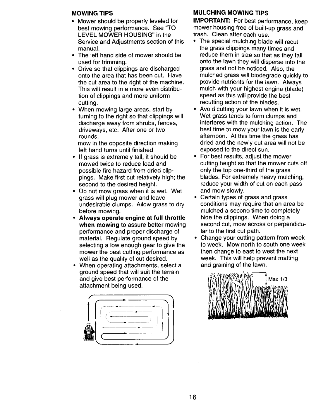 Craftsman 917.270751 owner manual Mulching Mowing Tips 