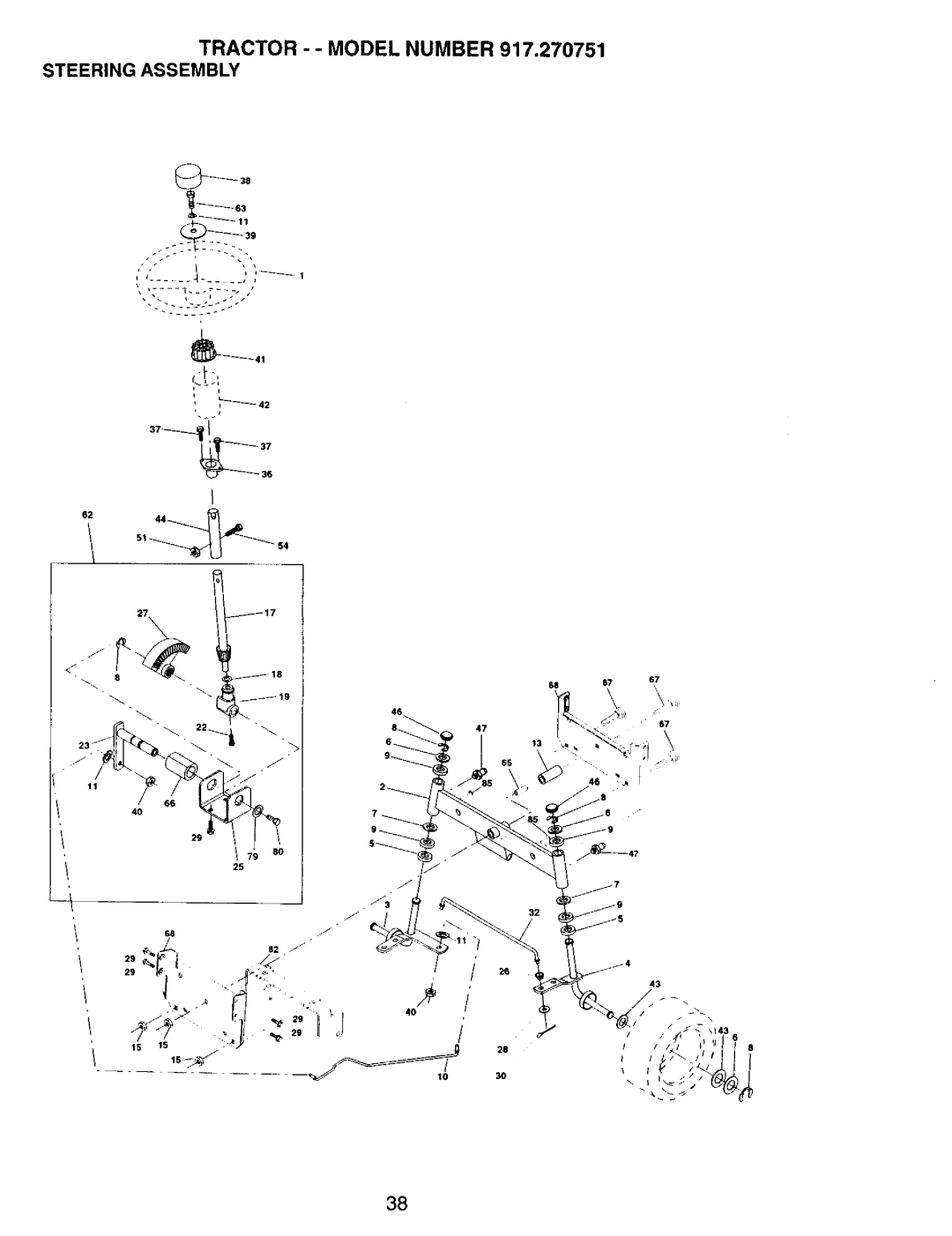 Craftsman owner manual Iti, Tractor - Model Number 917.270751 Steering Assembly 