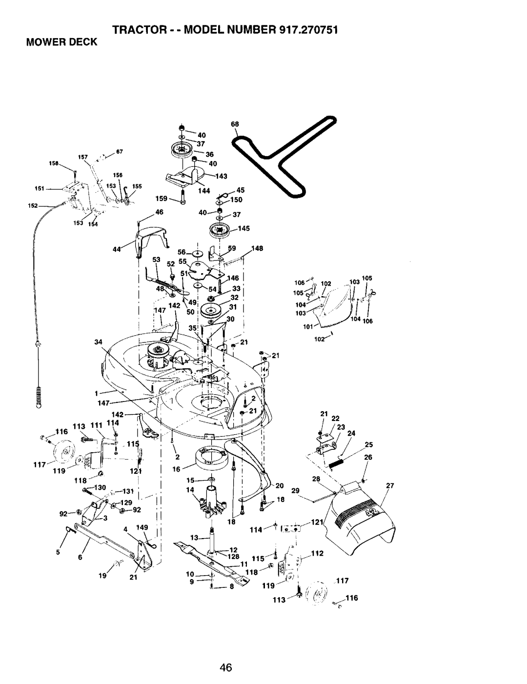 Craftsman 917.270751 owner manual Tractor - Model Number Mower Deck, 117 