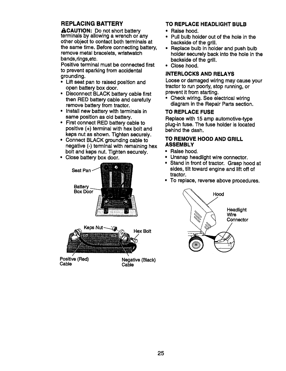 Craftsman 917.270752 owner manual To Replace Headlight Bulb 