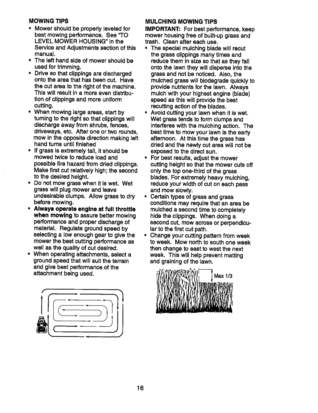 Craftsman 917.270752 owner manual Mulching Mowing Tips 