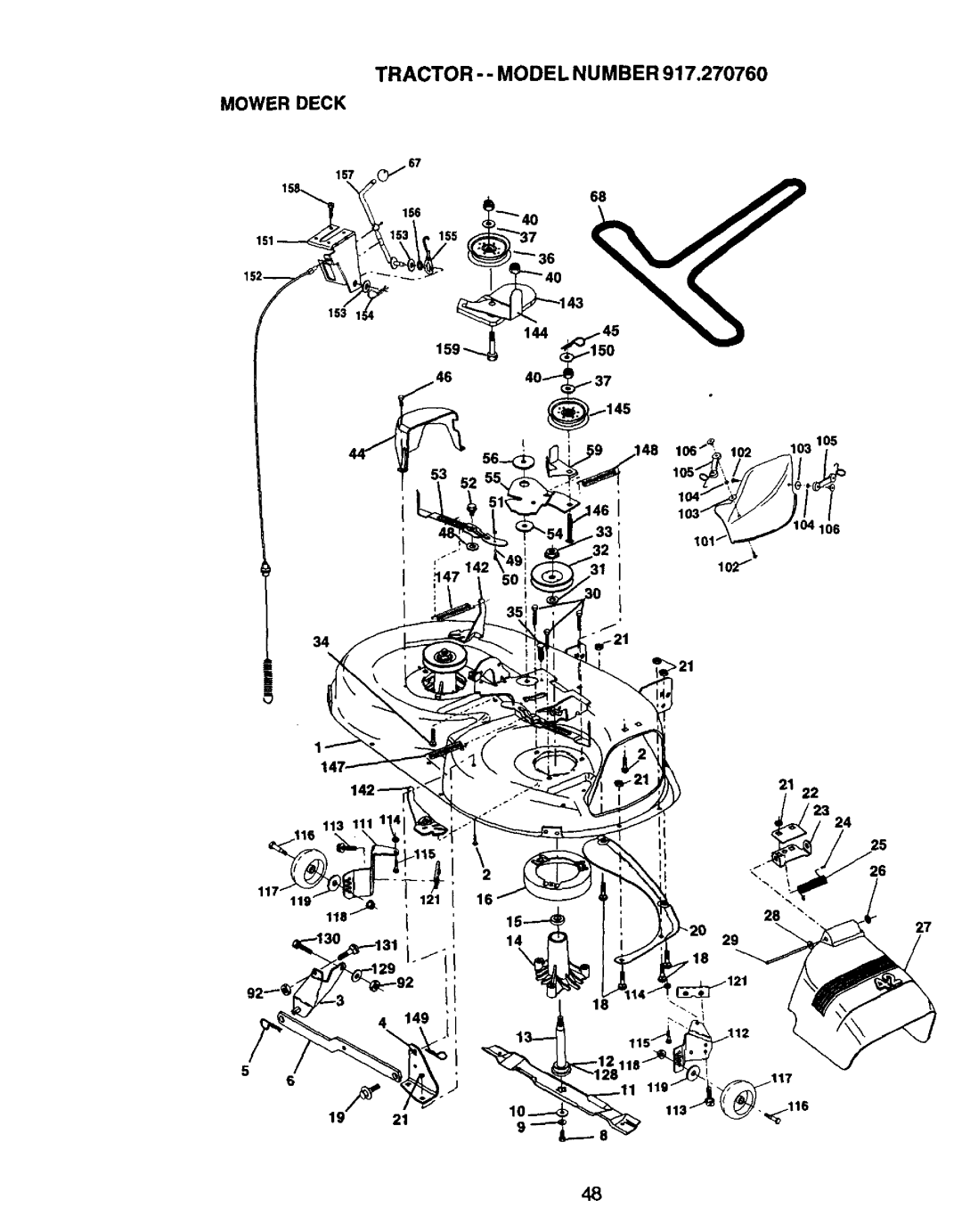 Craftsman 917.27076 manual Tractor - Model Number, Mower Deck 