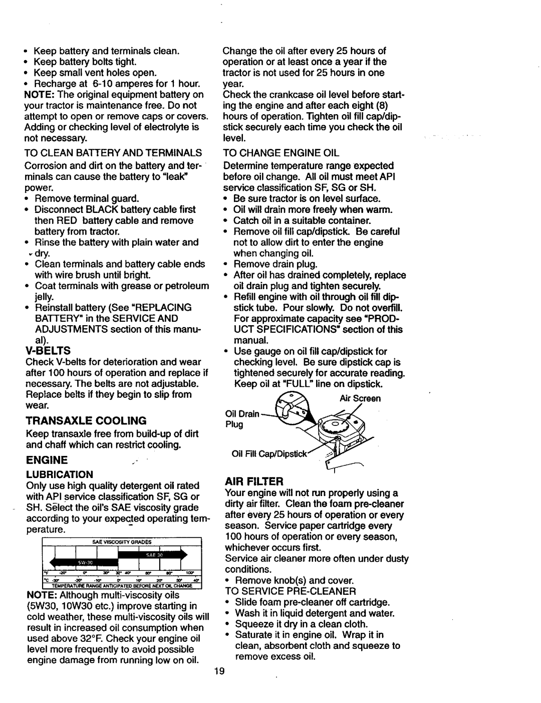 Craftsman 917.27077 manual Transaxle Cooling, Engine 