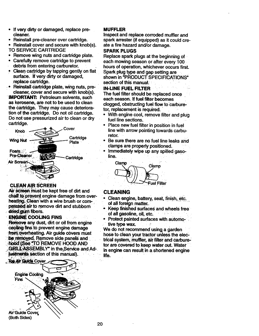 Craftsman 917.27077 manual Cleaning 