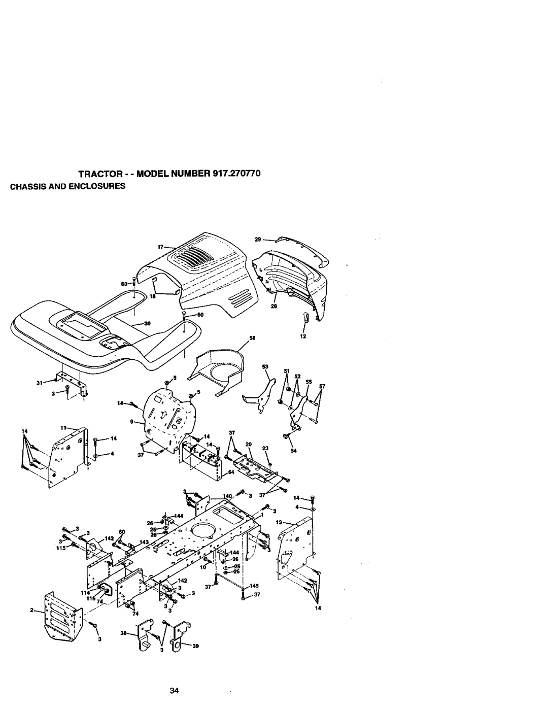 Craftsman 917.27077 manual Tractor - Model Number Chassis and Enclosures 