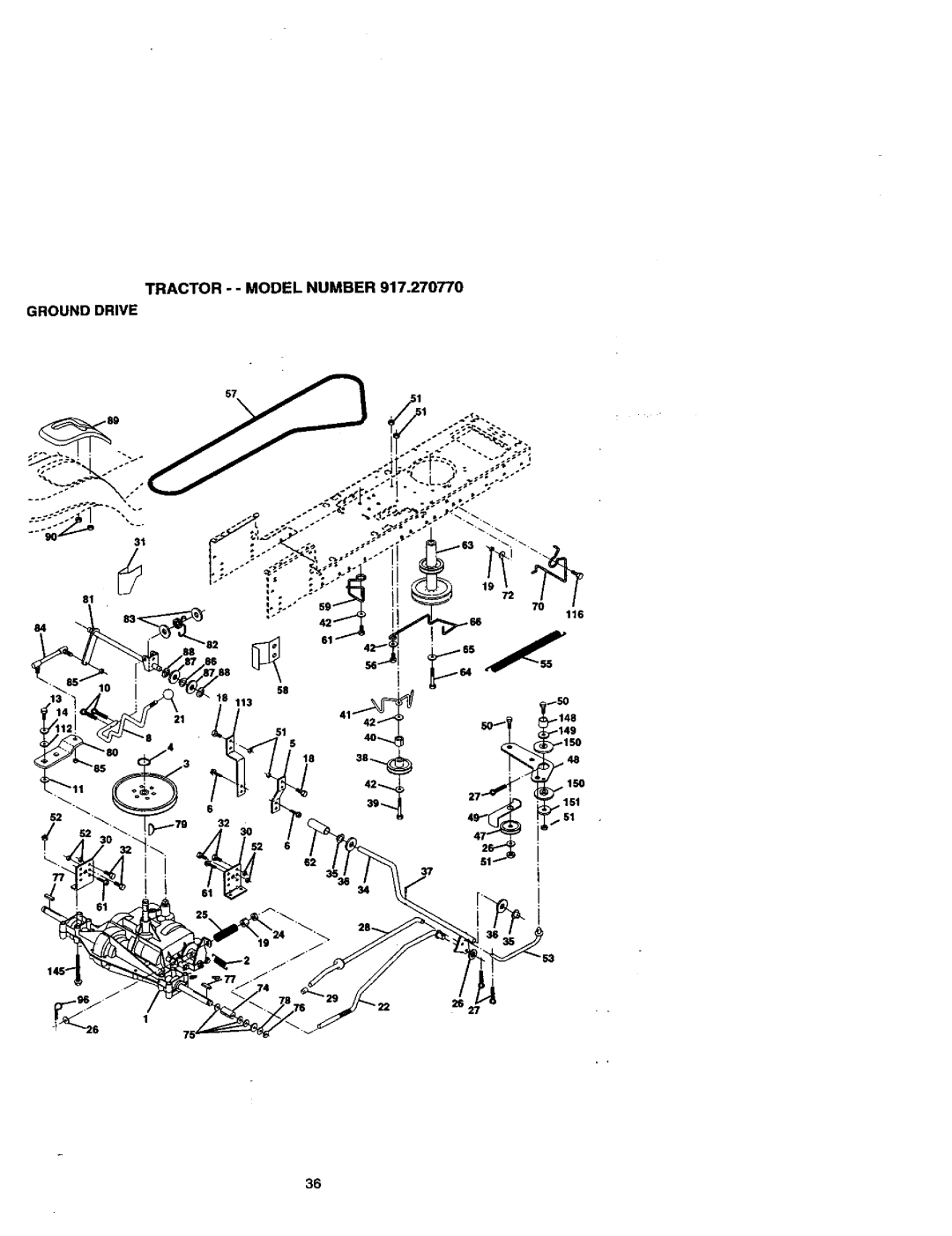 Craftsman 917.27077 manual Tractor - Model Number Ground Drive 