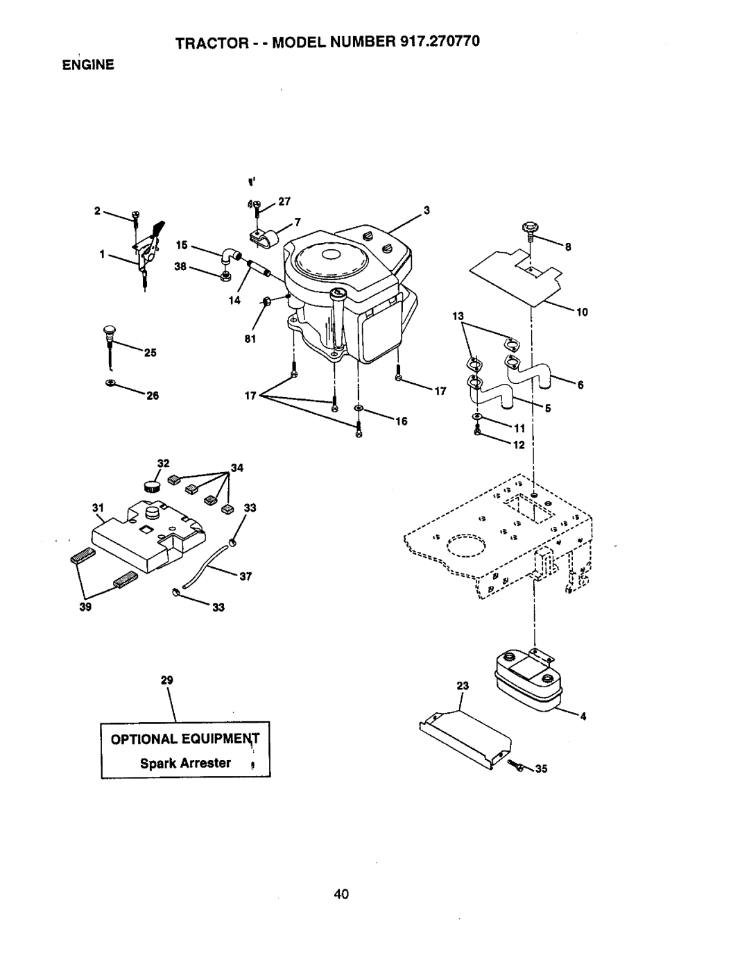 Craftsman 917.27077 manual Engine, Tractor - Model Number 