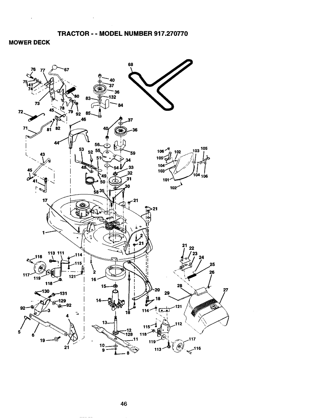 Craftsman 917.27077 manual Tractor - Model Number Mower Deck 