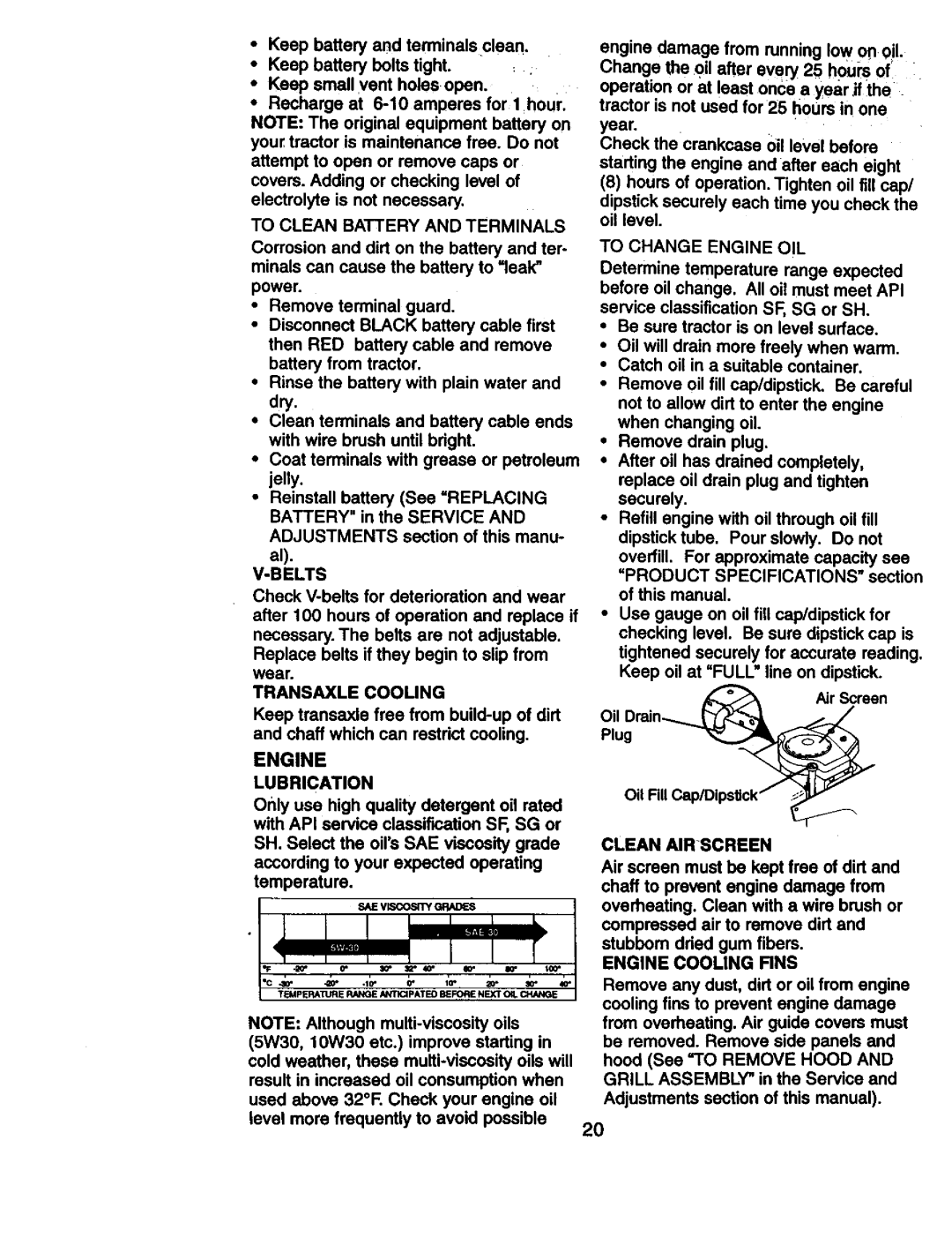 Craftsman 917.270814 owner manual Engine, Lubrication 