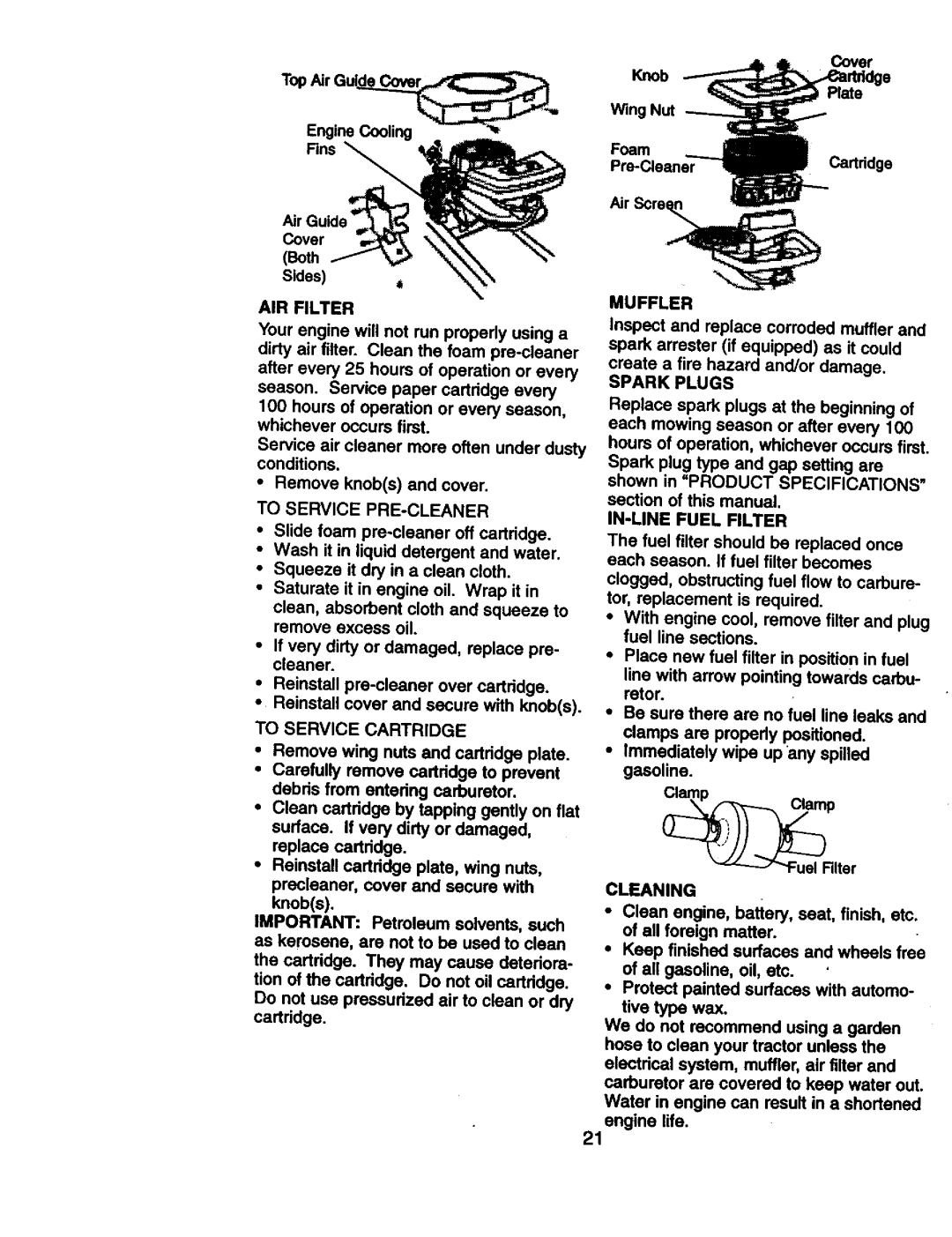 Craftsman 917.270814 owner manual To Service PRE-CLEANER 