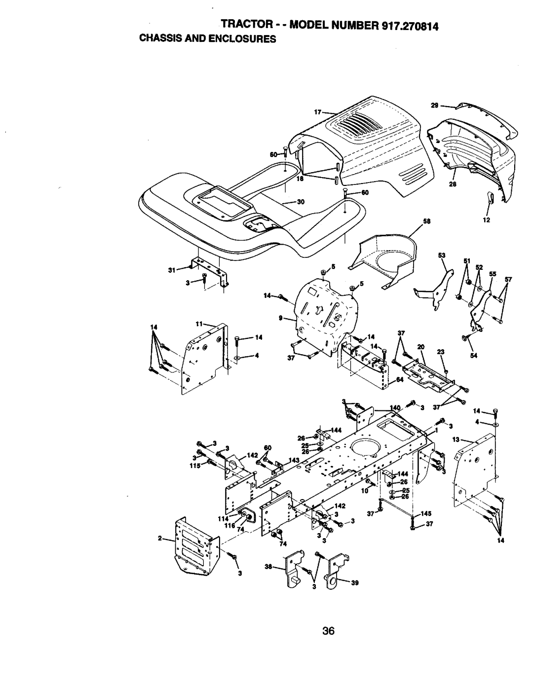 Craftsman owner manual Tractor -- Model Number 917.270814 Chassisand Enclosures 