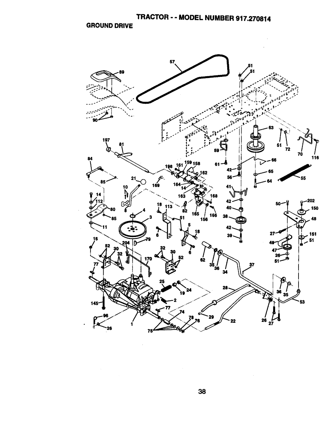 Craftsman 917.270814 owner manual Tractor - Model Number Ground Drive 