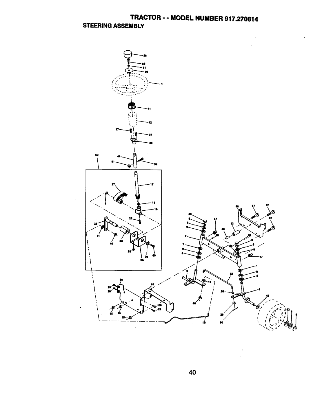 Craftsman owner manual Tractor - Model Number 917.270814 Steeringassembly 