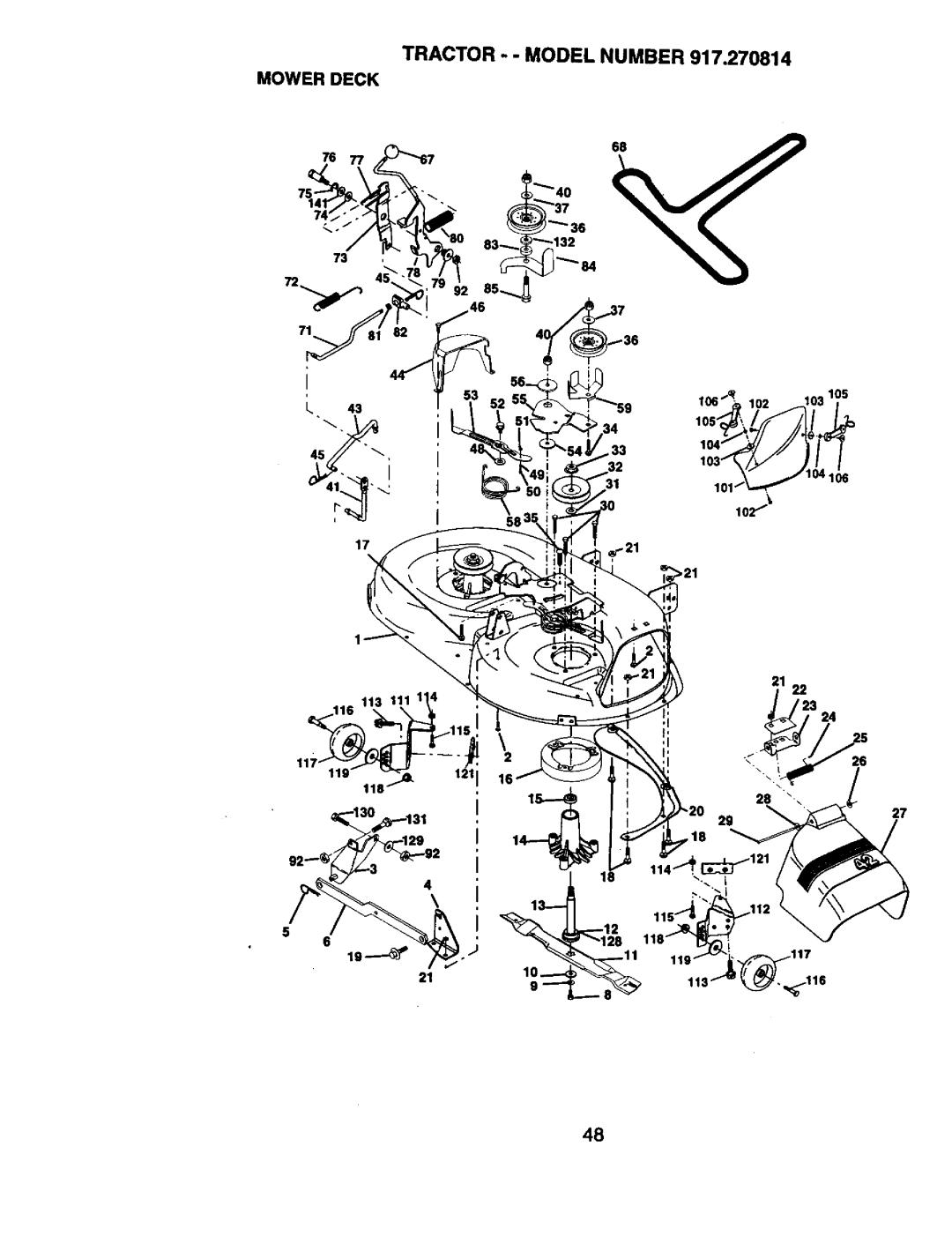 Craftsman 917.270814 owner manual Tractor - Model Number Mower Deck 