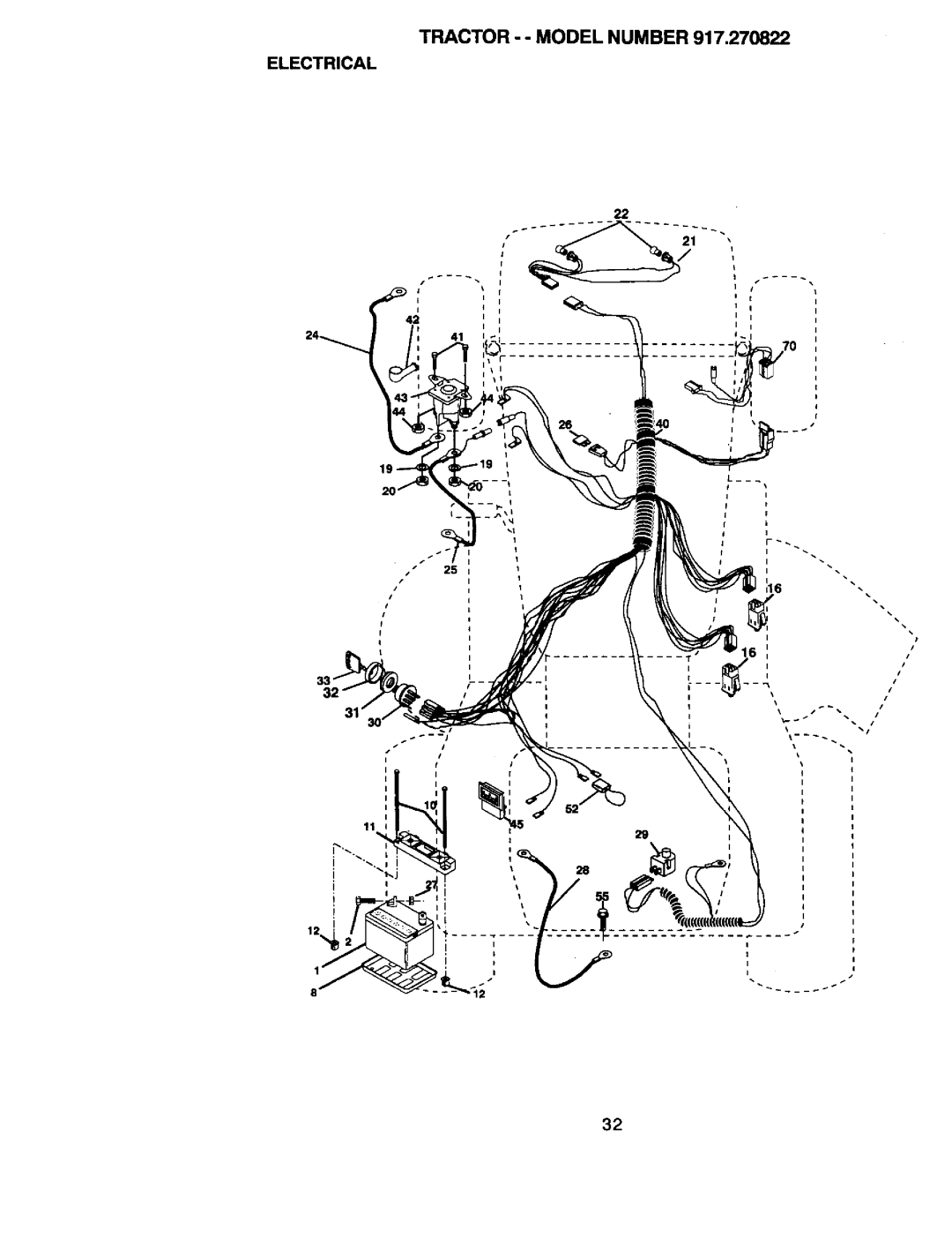Craftsman 917.270822 owner manual Electrical, Tractor - Model Number 