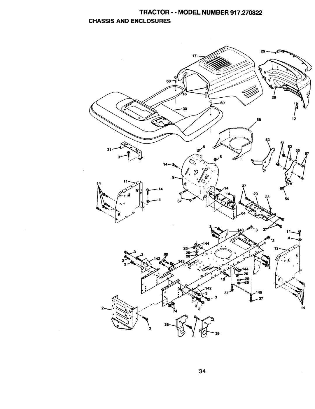 Craftsman 917.270822 owner manual Tractor - Model Number Chassis and Enclosures 