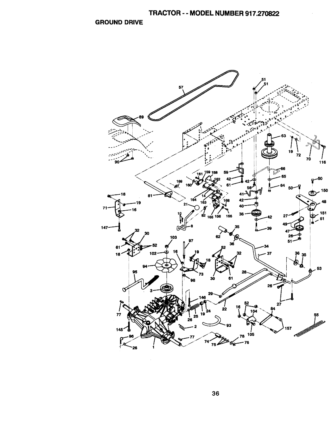 Craftsman 917.270822 owner manual Tractor - Model Number Ground Drive 