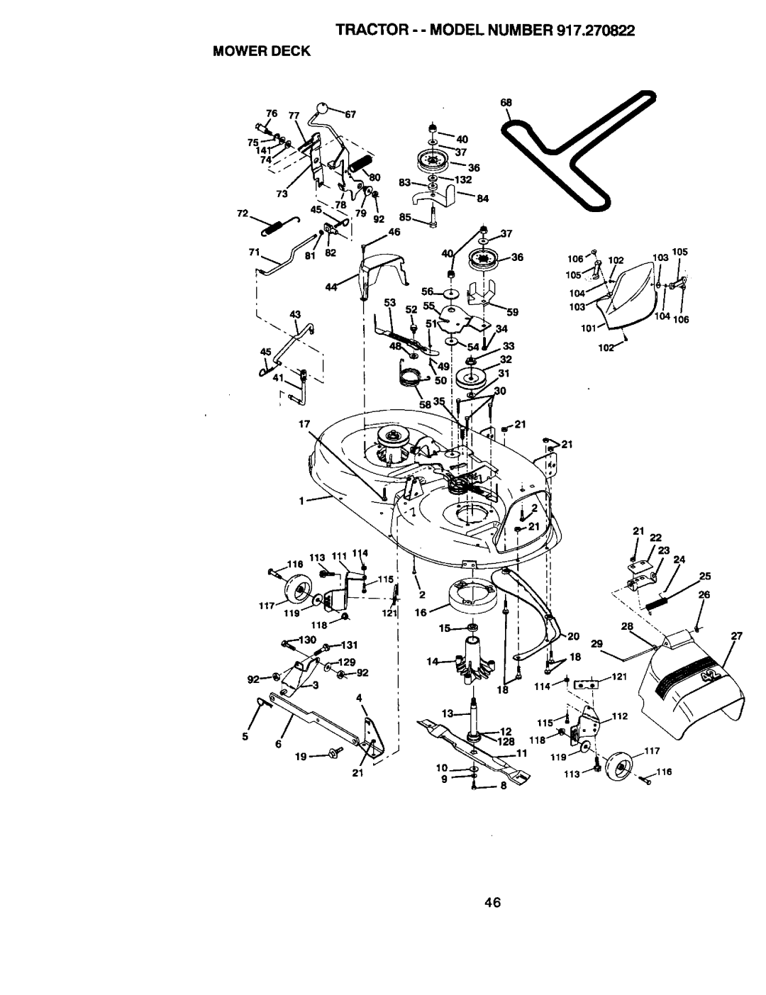 Craftsman 917.270822 owner manual Tractor - Model Number, Mower Deck 