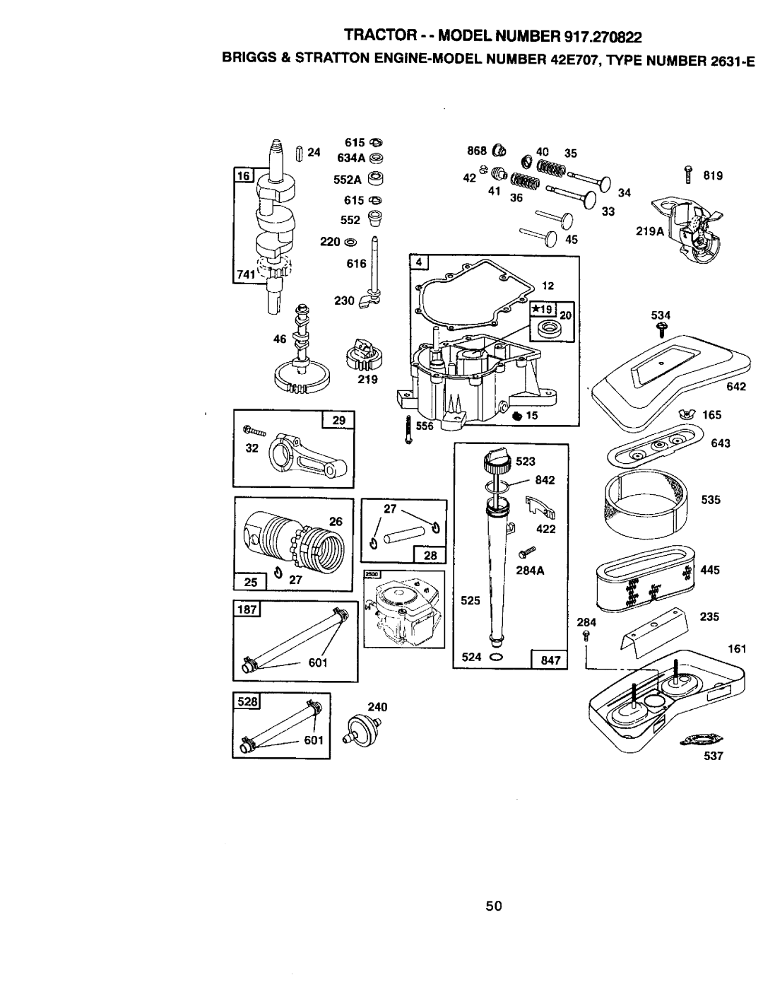 Craftsman 917.270822 owner manual 535, 615 24 634A 552, 25 J 601 534 642 643 523, 525 i 284A 161, 537 