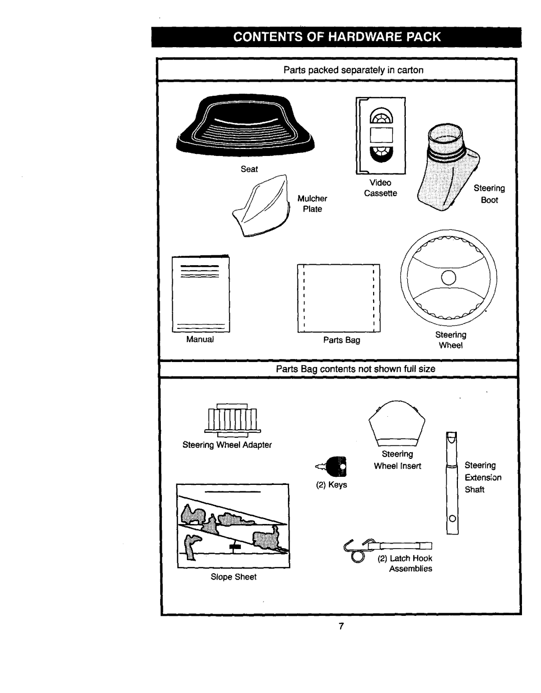 Craftsman 917.270822 owner manual Mulcber Plate Video, Steering, Parts Bag 