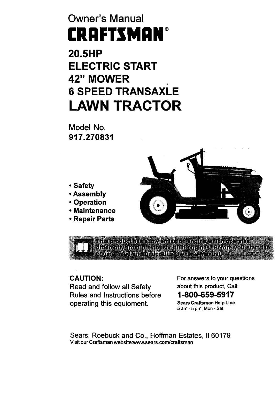 Craftsman 917.270831 owner manual Rriiftsmiin 