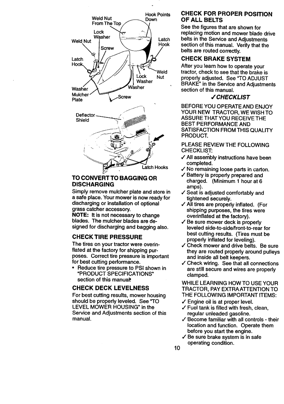 Craftsman 917.270831 owner manual To Convert to Bagging or Discharging 