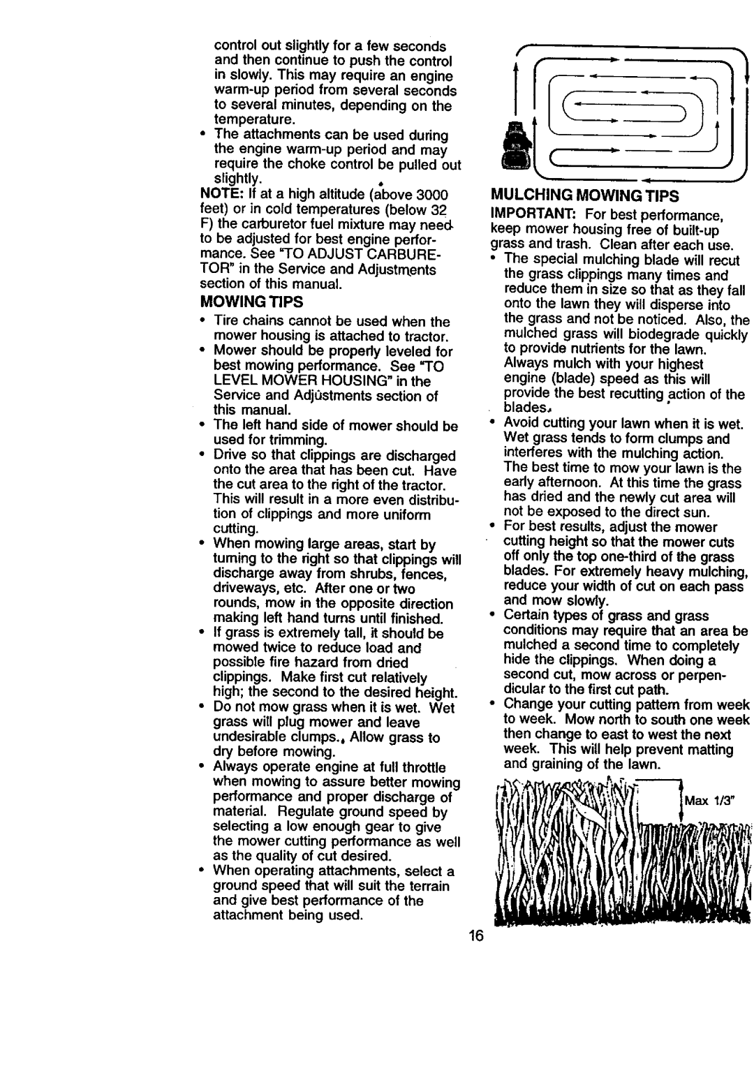 Craftsman 917.270831 owner manual Mulching Mowing Tips 