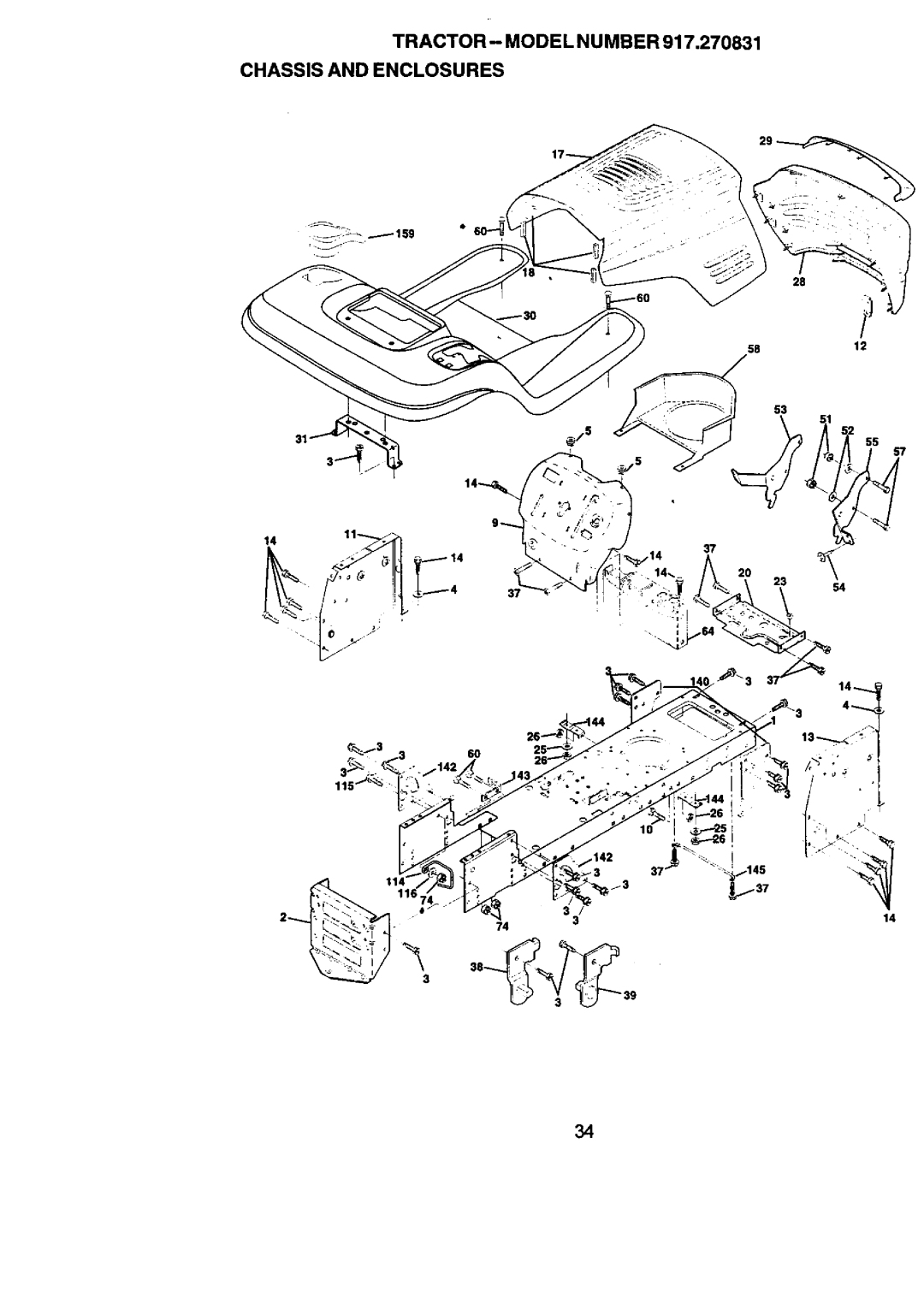 Craftsman 917.270831 owner manual Tractor Model Number Chassis and Enclosures 