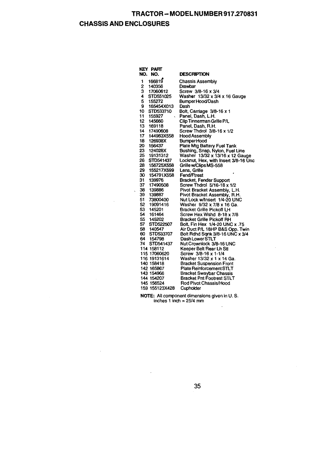 Craftsman 917.270831 owner manual Tractor Model Number Chassis and Enclosures, IY Part NO. no 