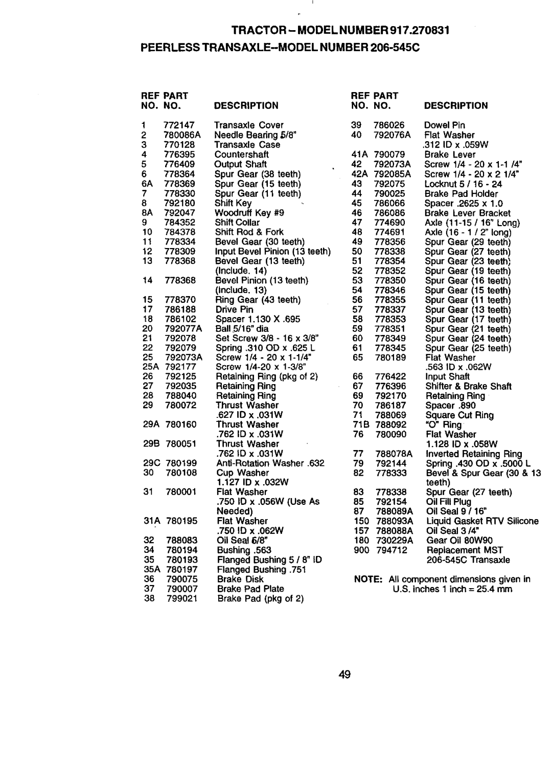 Craftsman 917.270831 owner manual REF Part, Description NO. no, Mst 