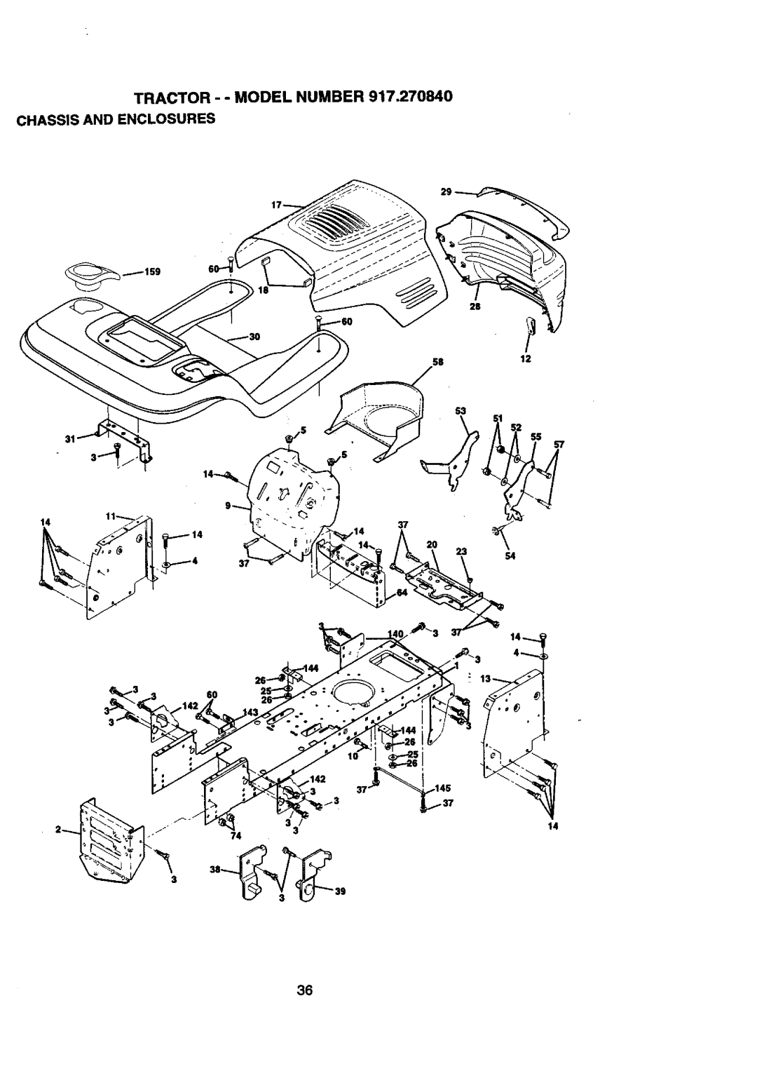 Craftsman 917.27084 manual Tractor - Model Number Chassis and Enclosures 