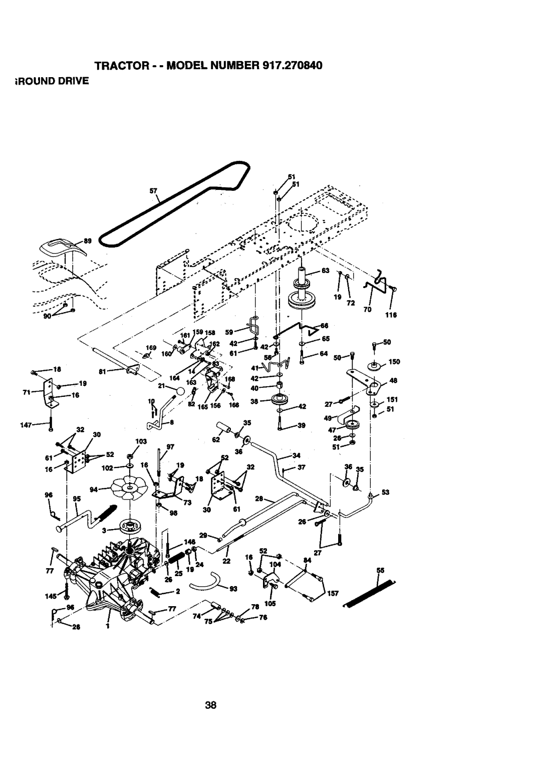 Craftsman 917.27084 manual Tractor - Model Number Rounddrive 