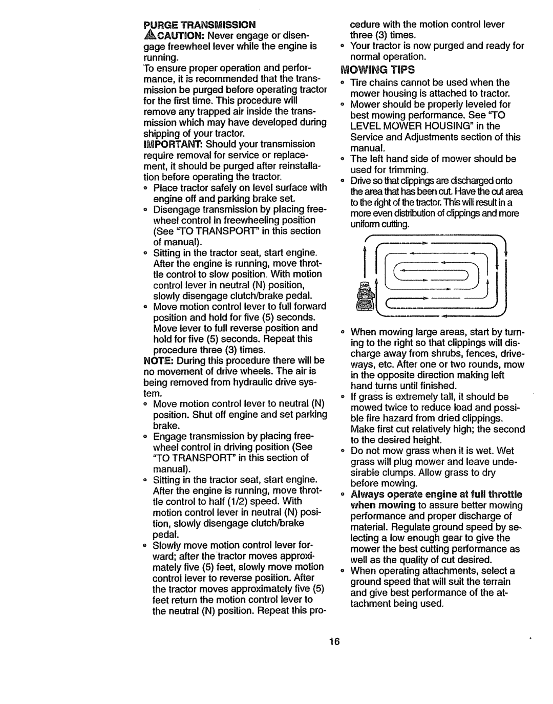 Craftsman 917270841 owner manual Purge Transmission, Cedure with the motion control lever Three 3 times 