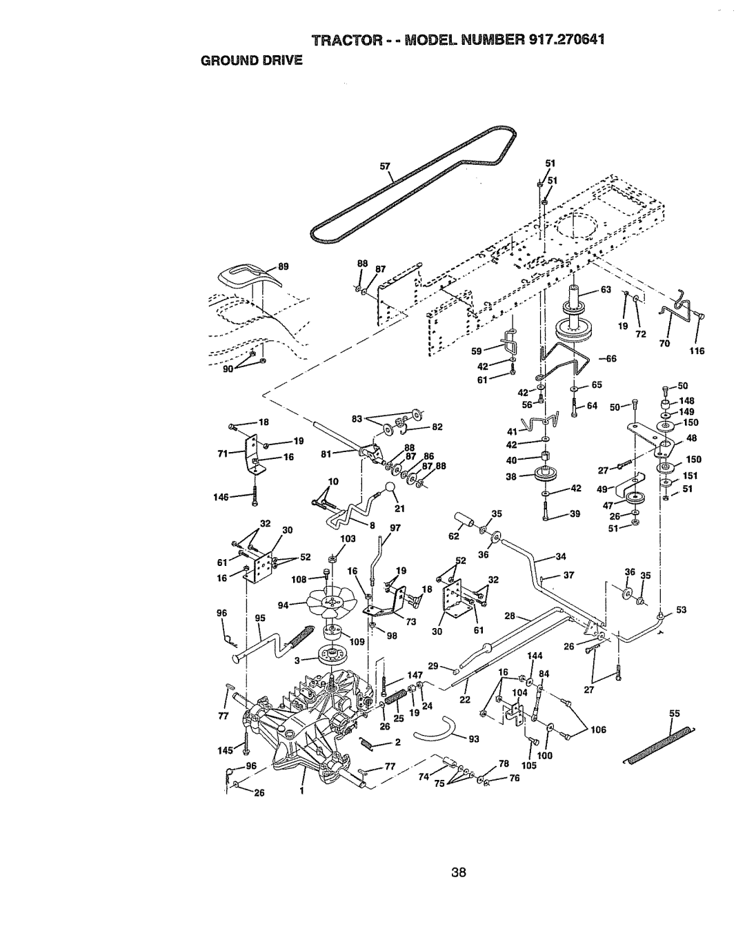 Craftsman 917270841 owner manual Tractor - Model Humber Ground Drive, 5751, 100 105 