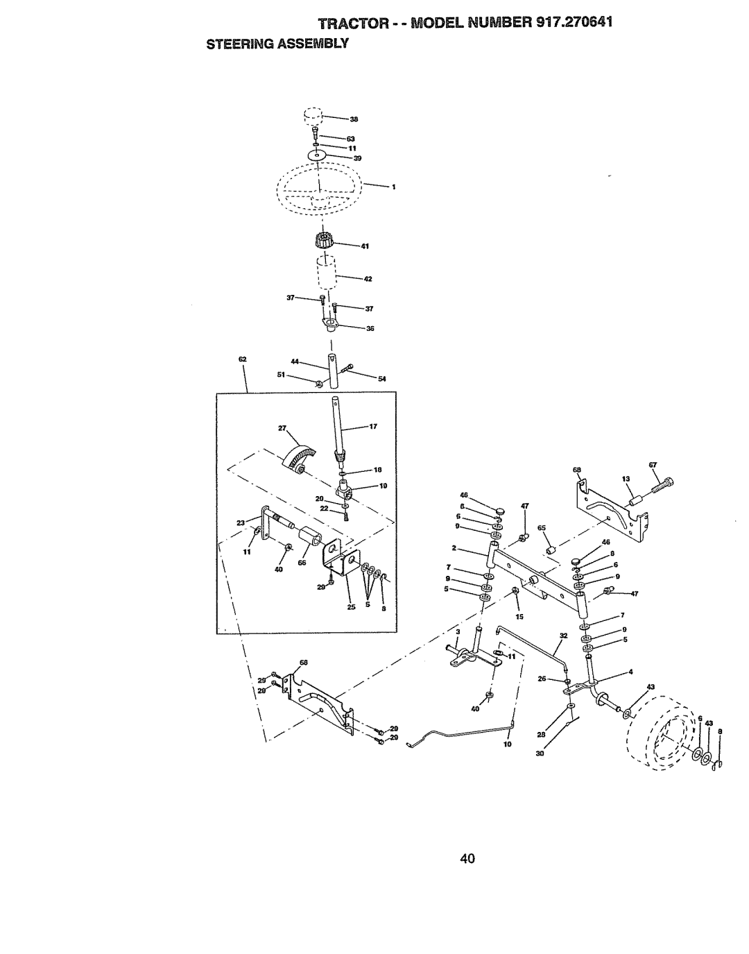 Craftsman 917270841 owner manual Tractor --MODEL Humber Steering Asseubly 