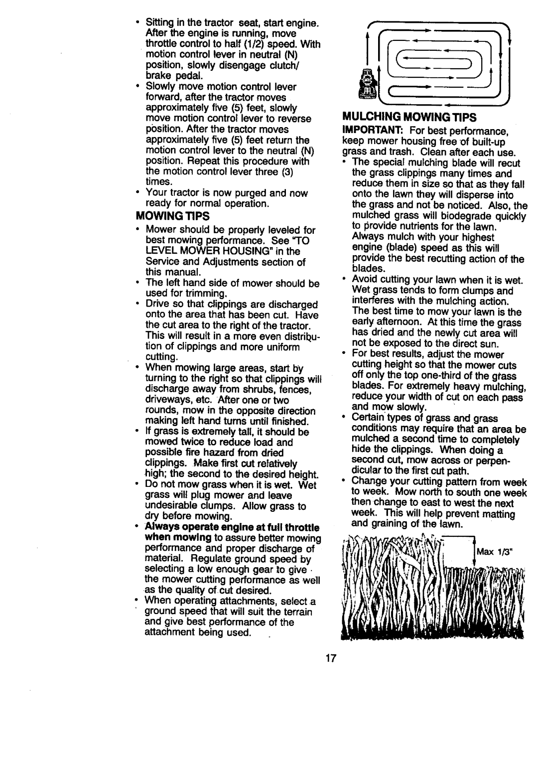 Craftsman 917.27086 manual Mulching Mowing Tips 