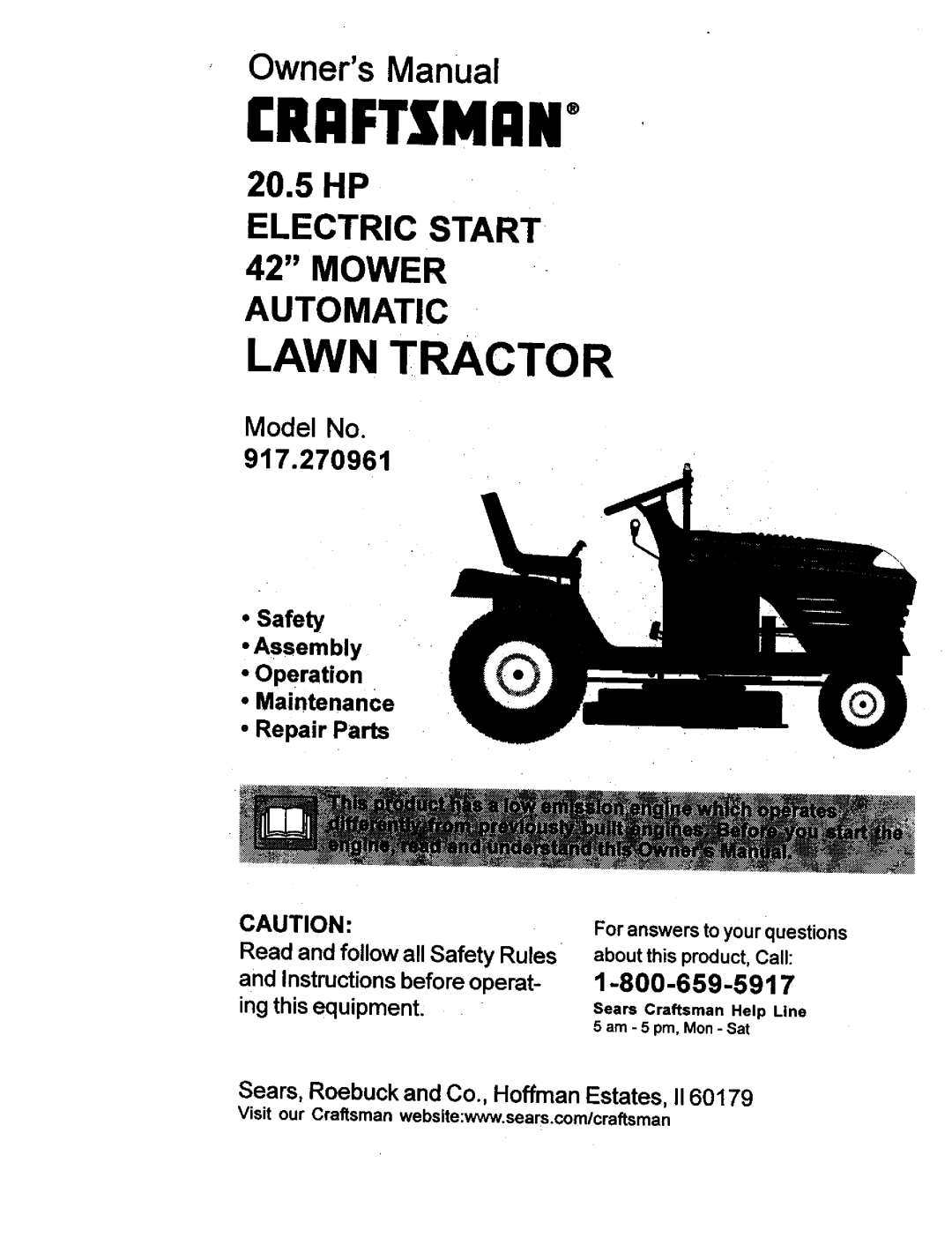 Craftsman 917.270961 manual £RAFTZMANo 