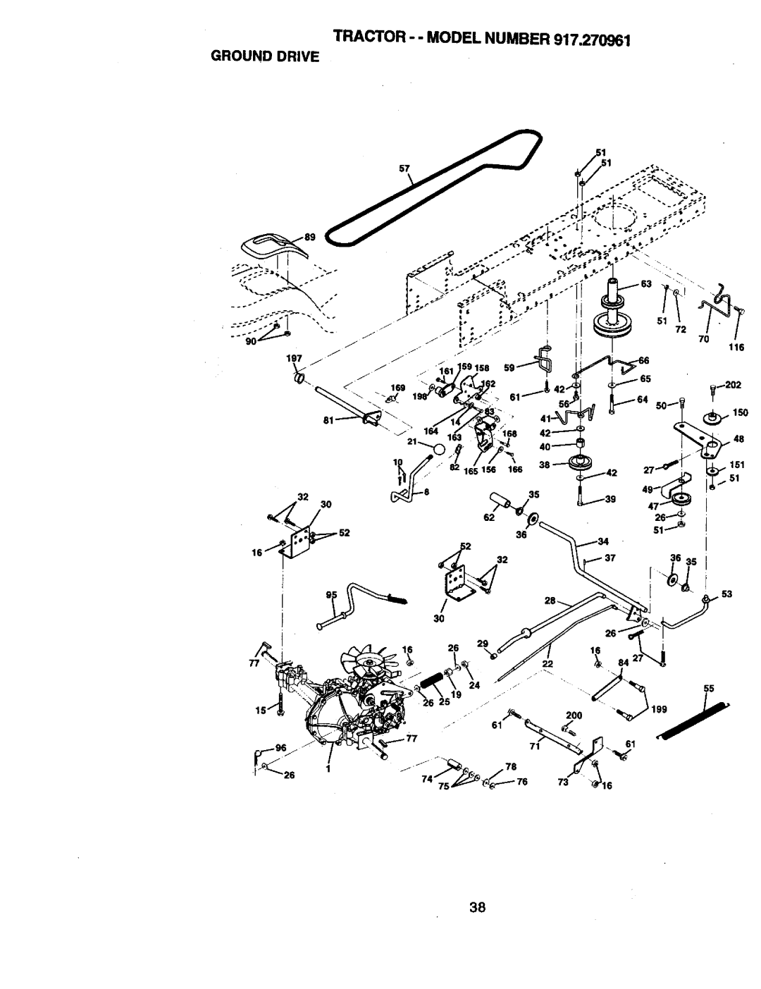 Craftsman 917.270961 manual Tractor - Model Number Ground Drive 