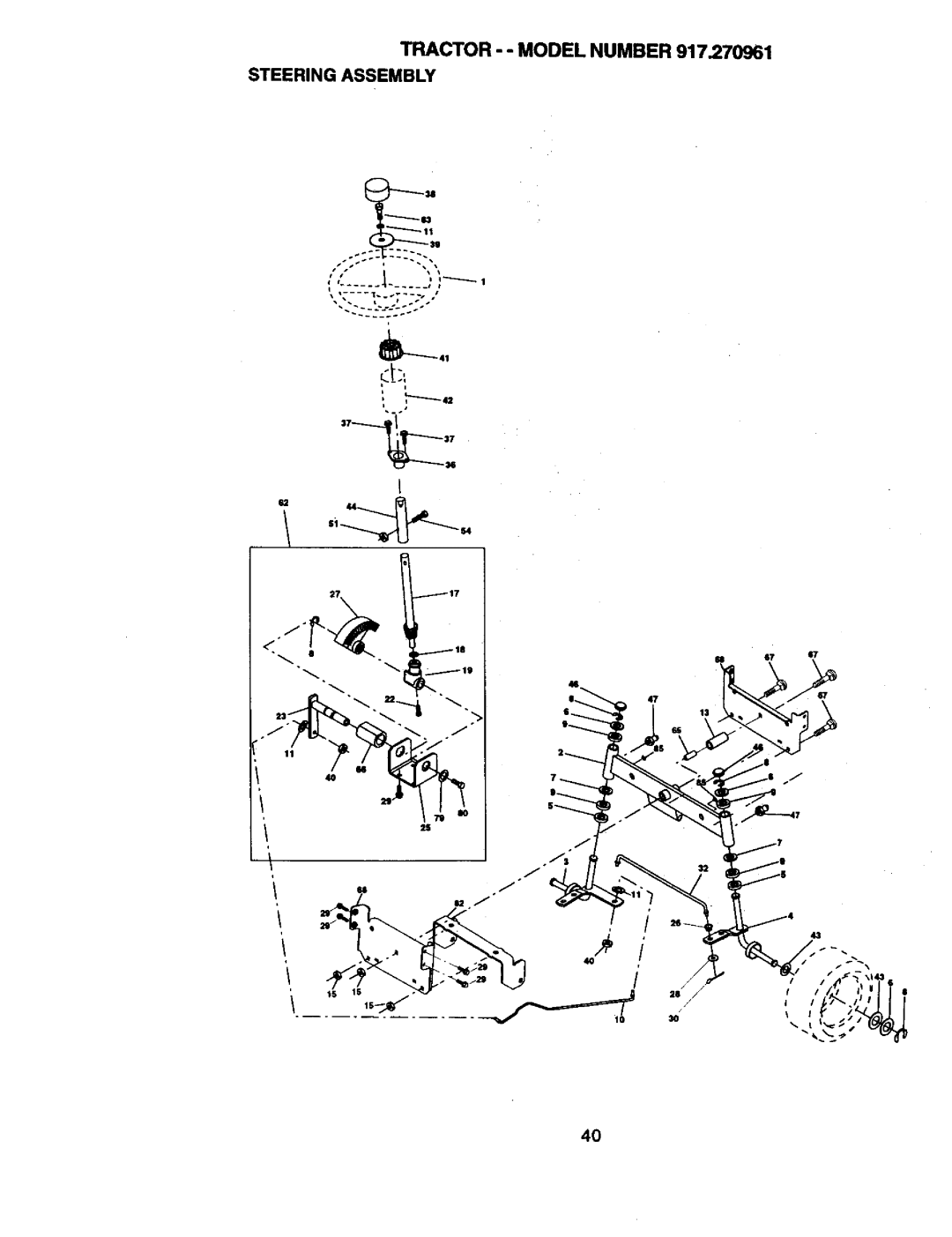 Craftsman manual Tractor - Model Number 917.270961 Steering Assembly 