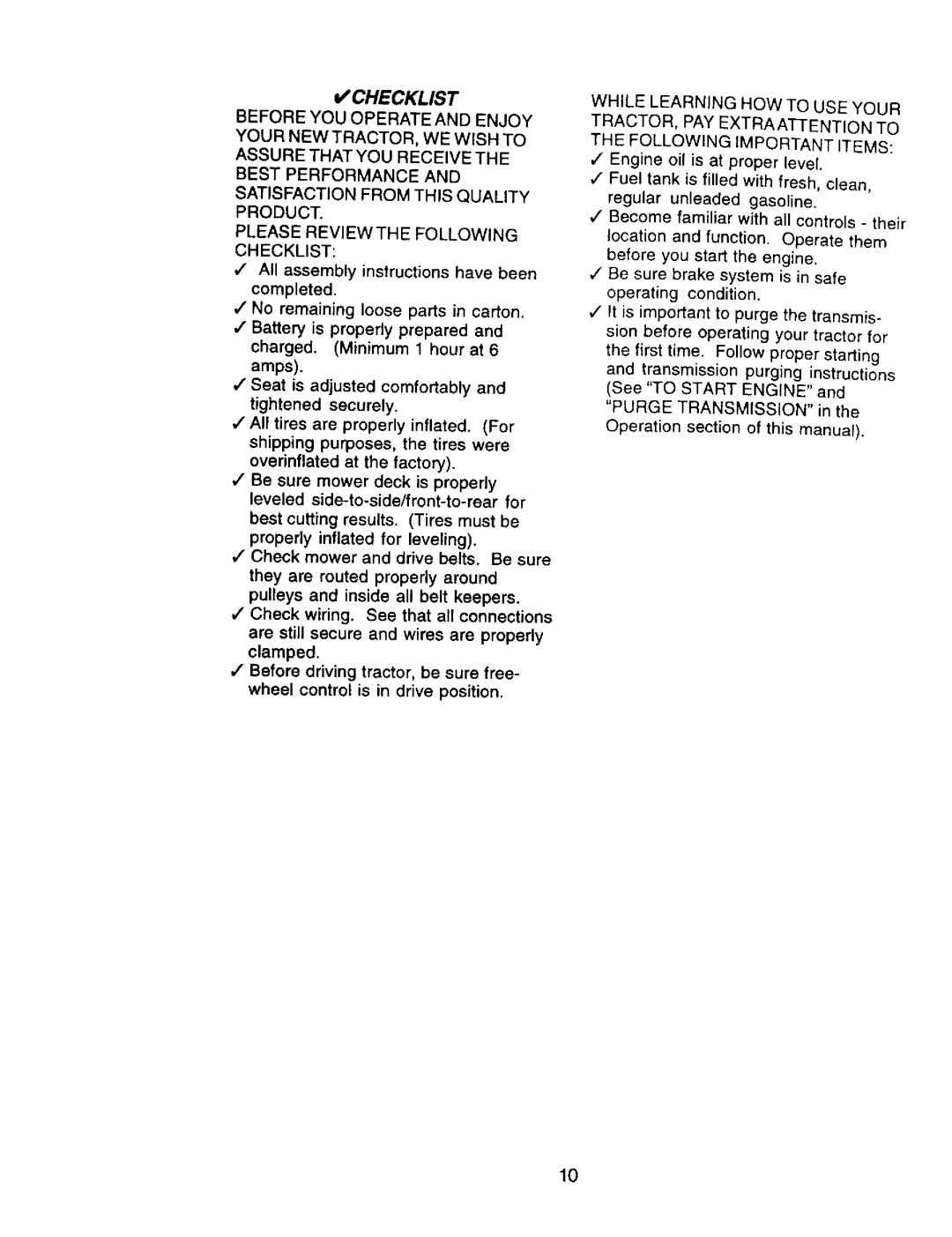 Craftsman 917.270962 owner manual Checklist, While Learning HOW to USE Your 