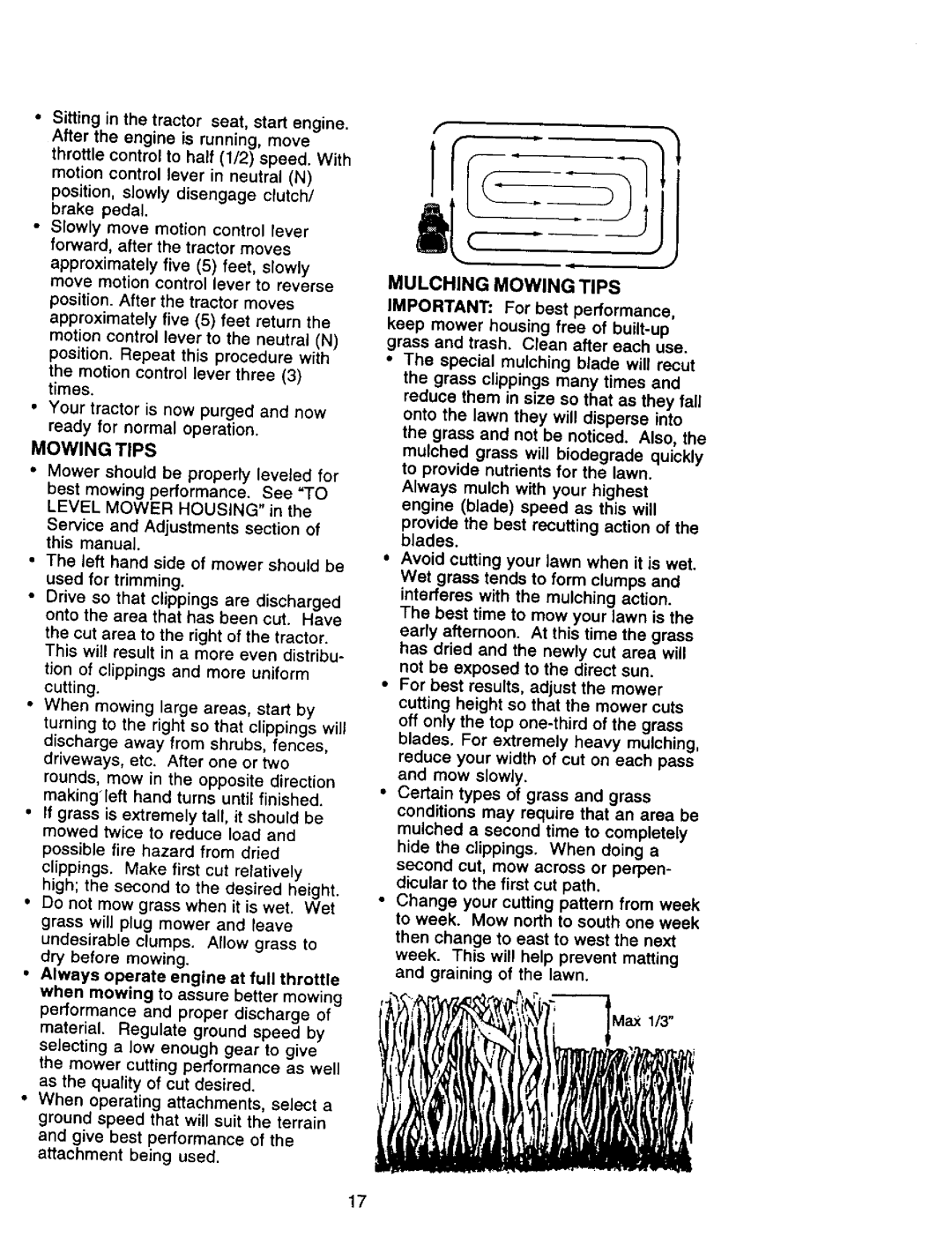 Craftsman 917.270962 owner manual Mulching Mowing Tips 