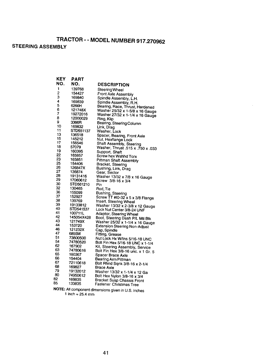 Craftsman 917.270962 FrontAxle Assembly, Spindle Assembly, L.H, Spindle Assembly, R.H, Washer 25/32 x 1-5/8 x 16 Gauge 