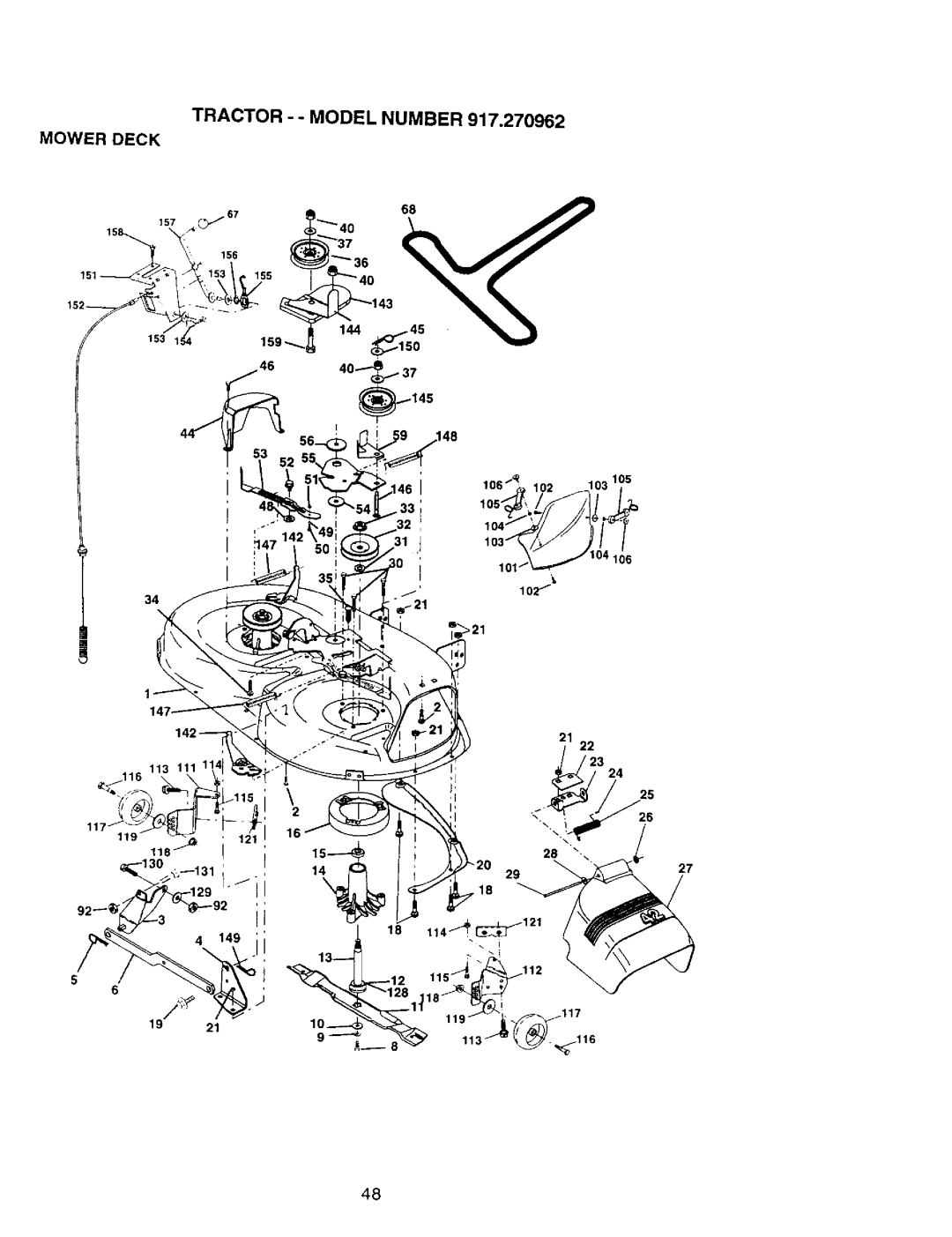 Craftsman 917.270962 owner manual Tractor - Model Number, Mower Deck 