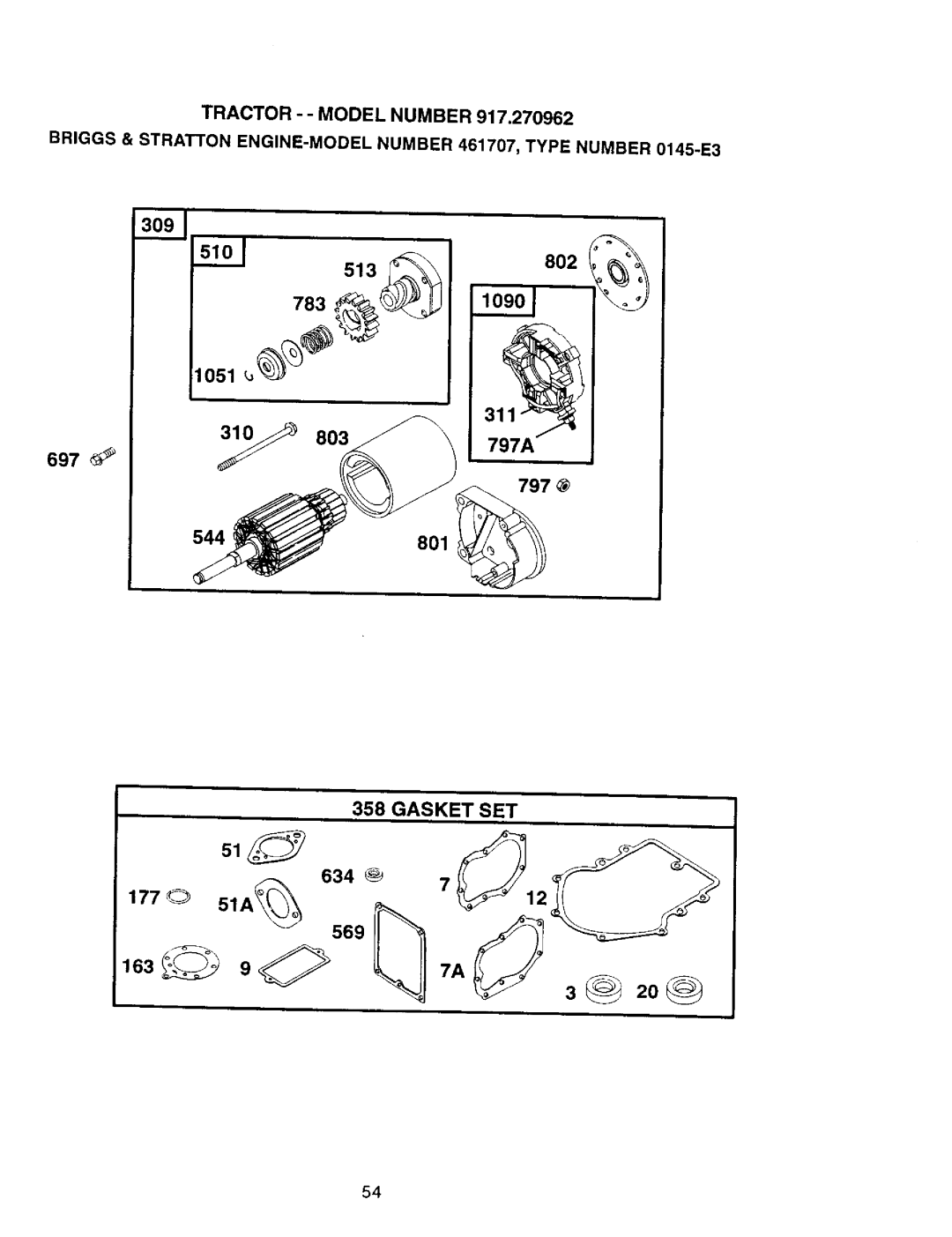 Craftsman 917.270962 owner manual Gasket SET 