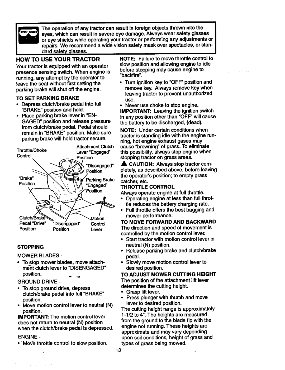 Craftsman 917.271023 manual Tractor 