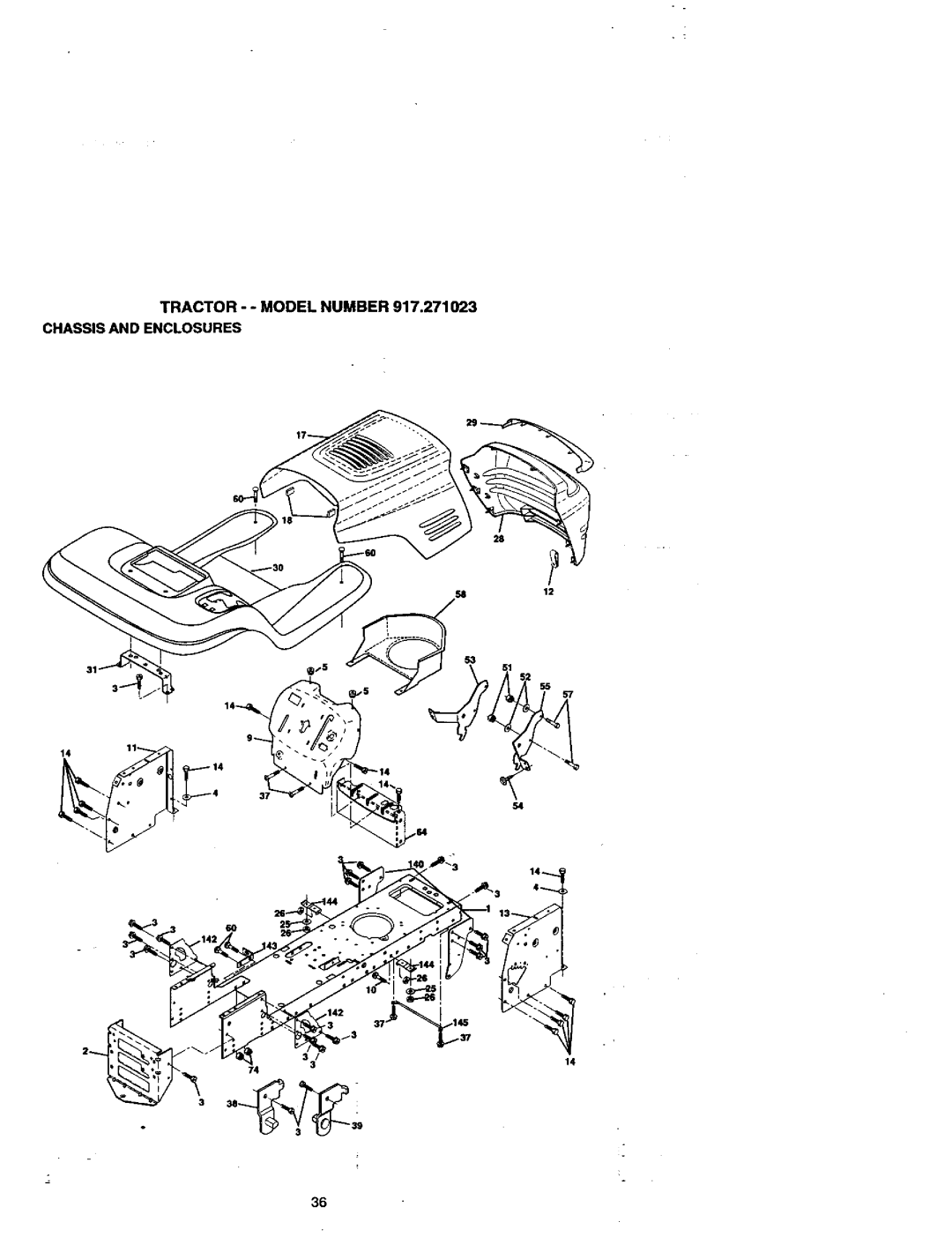 Craftsman 917.271023 manual Tractor - Model Number Chassis and Enclosures 