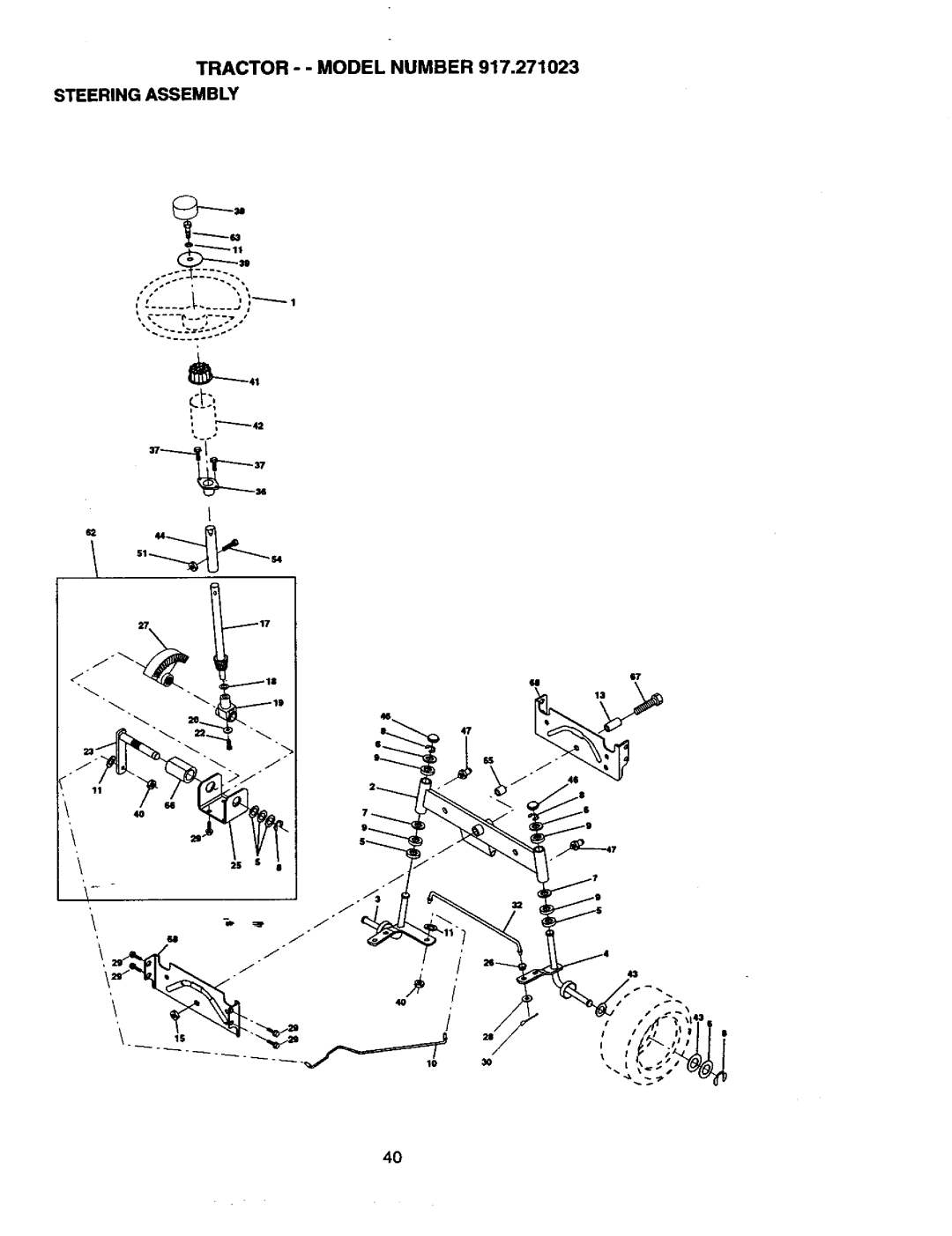 Craftsman 917.271023 manual Tractor - Model Number Steeringassembly 