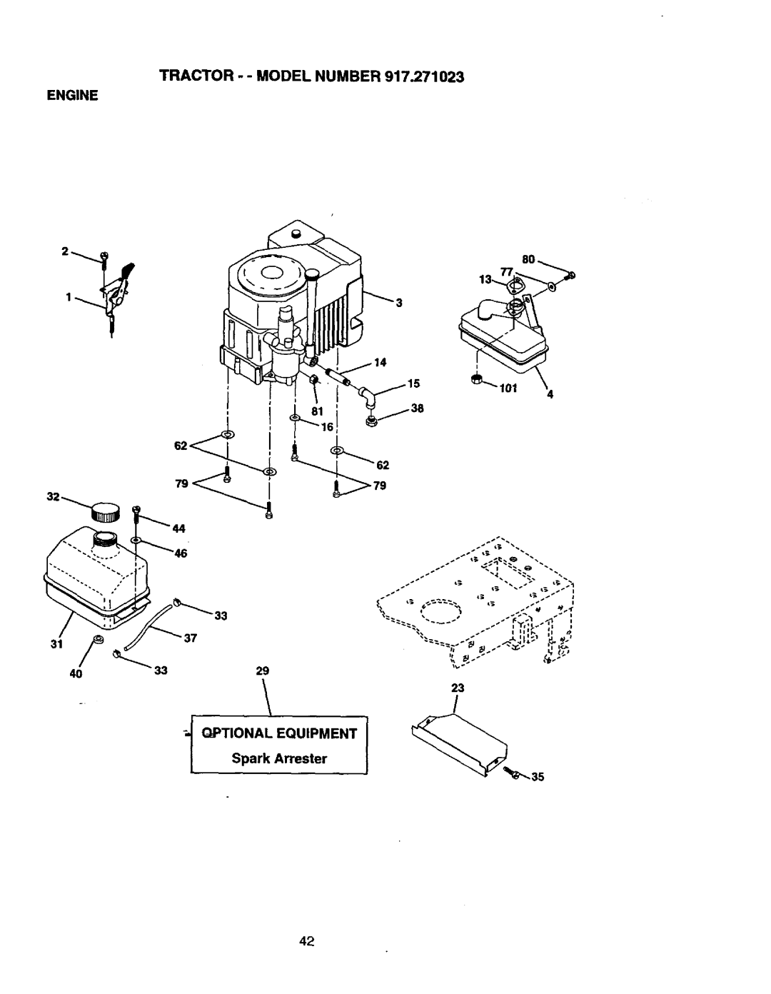 Craftsman 917.271023 manual Tractor - Model Number, Optional Equipment, 3329 