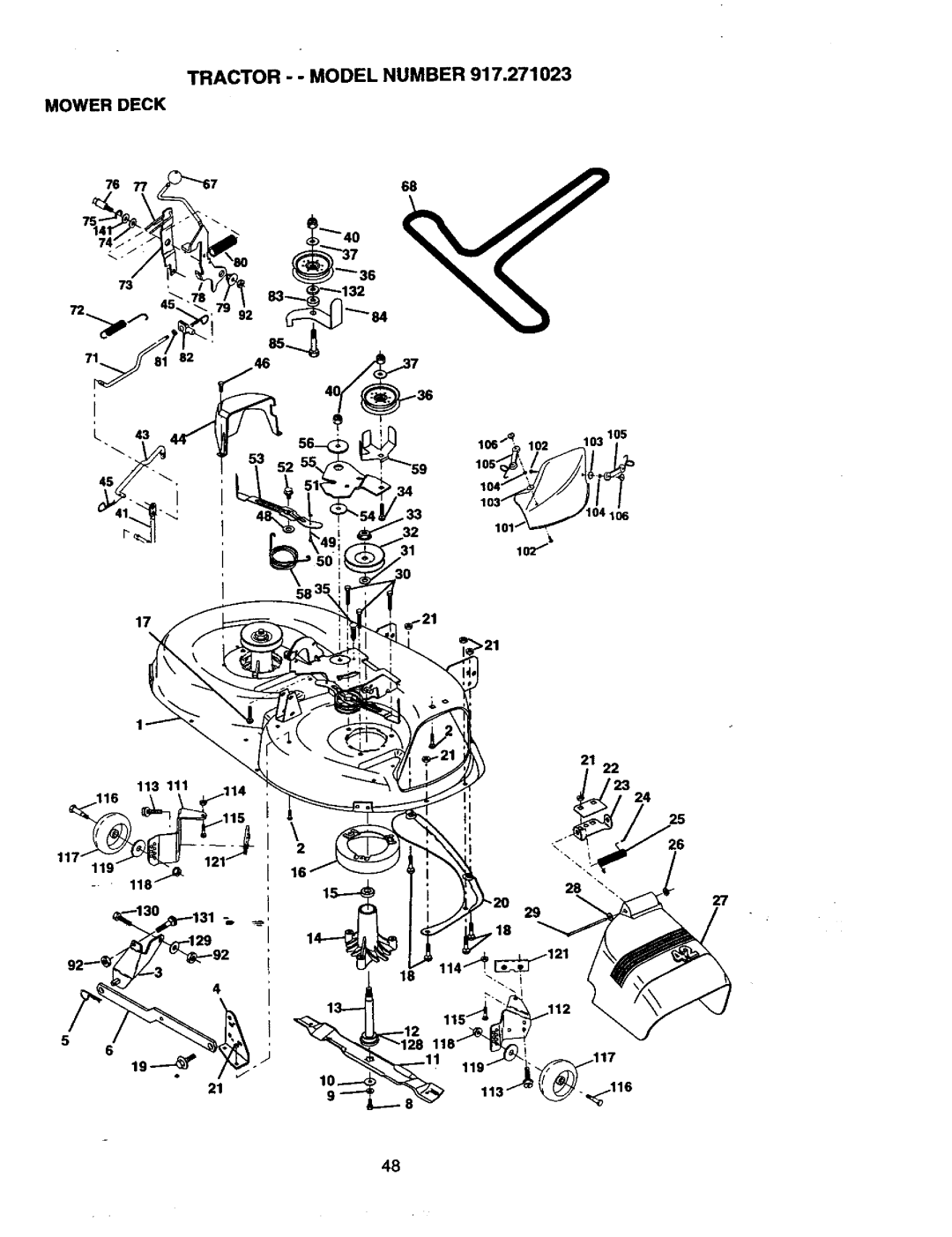 Craftsman 917.271023 manual Tractor - Model Number Mower Deck 